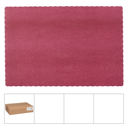 Lapaco Lapaco Econo Scalloped Solid Colored Burgundy Placemat, PK1000 314-202